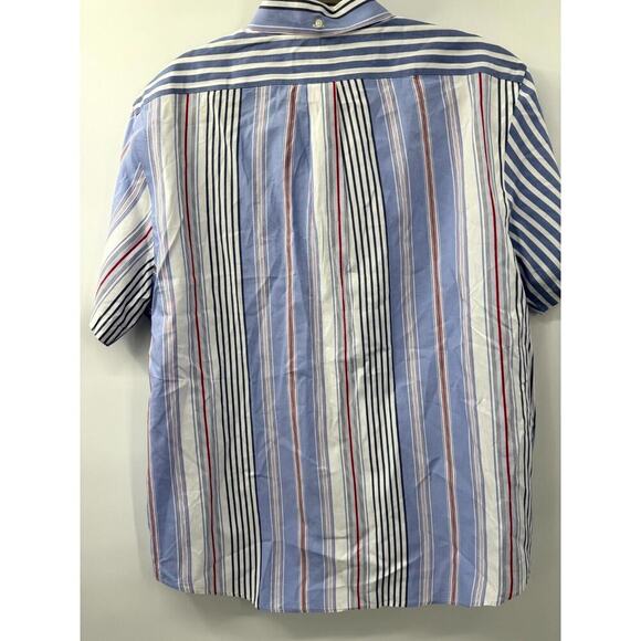 Ralph Lauren Shirt Men's‎ XL White Blue Striped Cotton Short Sleeve Button-Down - Picture 3 of 7